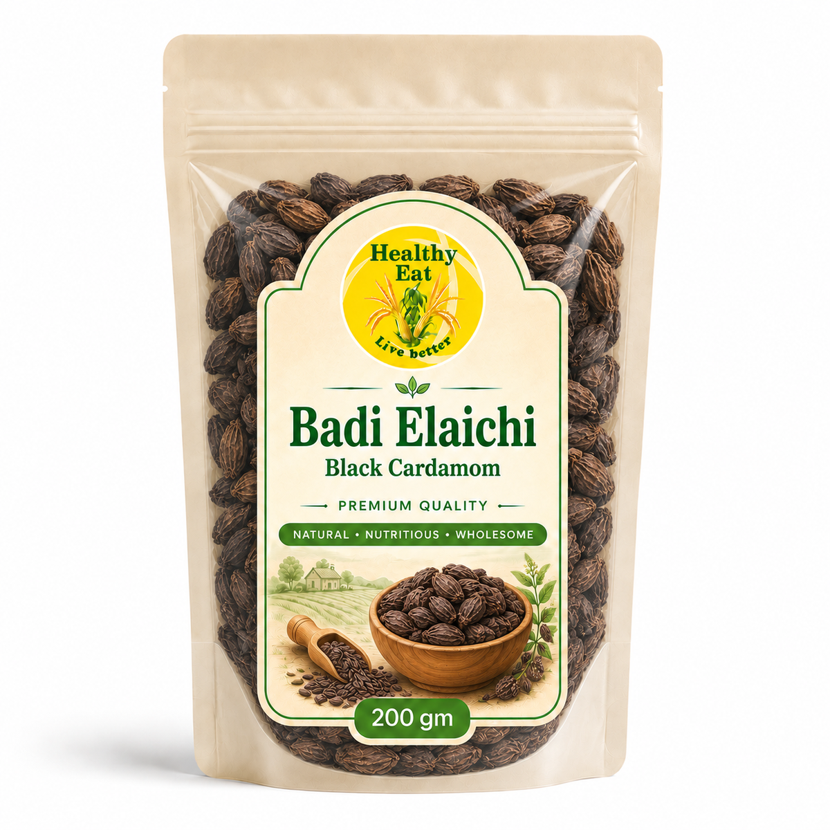 Healthy Eat Badi Elaichi – Premium Black Cardamom 200 gm